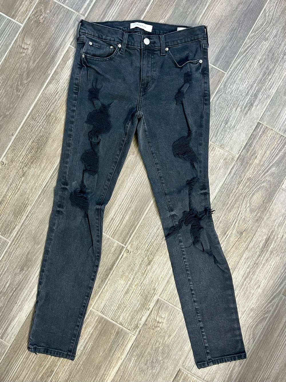 PacSun Distressed Black Wash Skinny Jeans 30x32 Ripped Denim